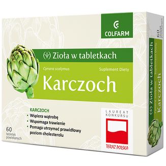 Zioła w Tabletkach Karczoch, 60 tabletek powlekanych USZKODZONE OPAKOWANIE Zioła w Tabletkach Karczoch, 60 tabletek powlekanych USZKODZONE OPAKOWANIE - zdjęcie produktu