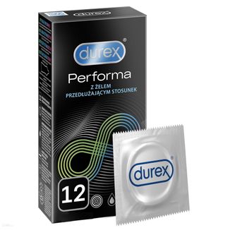 Durex Performa, prezerwatywy z lubrykantem przedłużającym stosunek, 12 sztuk - zdjęcie produktu