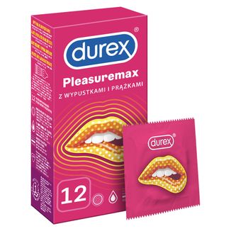 Durex Pleasuremax, prezerwatywy prążkowane z wypustkami, 12 sztuk - zdjęcie produktu