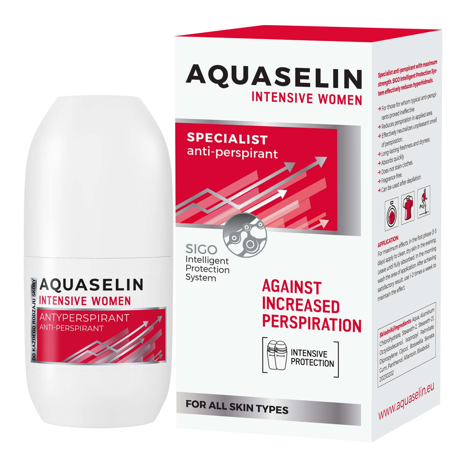 Aquaselin Aquaselin Intensive Women, specjalistyczny antyperspirant przeciw zwiększonej potliwości, 50 ml