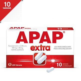 Apap Extra 500 mg + 65 mg, 10 tabletek powlekanych - 2 Apap Extra 500 mg + 65 mg, 10 tabletek powlekanych - 2 - zdjęcie produktu