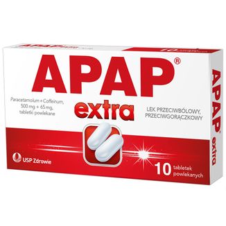Apap Extra 500 mg + 65 mg, 10 tabletek powlekanych - zdjęcie produktu