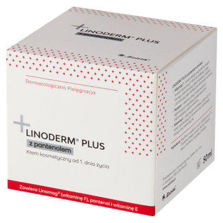 Linoderm Plus, krem kosmetyczny od 1 dnia życia z pantenolem, 50 ml USZKODZONE OPAKOWANIE - zdjęcie produktu