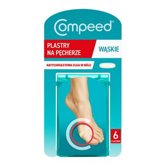 Compeed, plastry na pęcherze, hydrokoloidowe, wąskie, 6 sztuk Compeed, plastry na pęcherze, hydrokoloidowe, wąskie, 6 sztuk - zdjęcie produktu