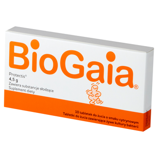 BioGaia Protectis, smak cytrynowy, 10 tabletek do żucia - zdjęcie produktu