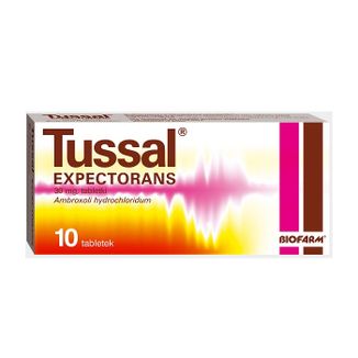 Tussal Expectorans 30 mg, 10 tabletek KRÓTKA DATA Tussal Expectorans 30 mg, 10 tabletek KRÓTKA DATA - zdjęcie produktu