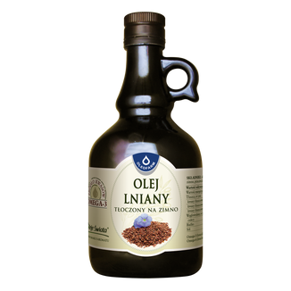 Oleofarm Oleje Świata Olej lniany, tłoczony na zimno, 500 ml USZKODZONE OPAKOWANIE - zdjęcie produktu