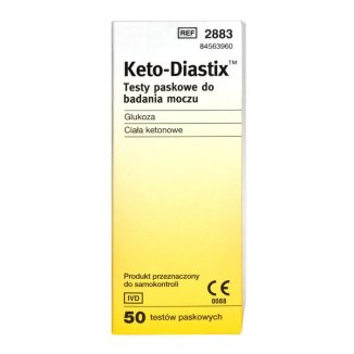 Keto-Diastix, testy paskowe do badania moczu, 50 sztuk - zdjęcie produktu