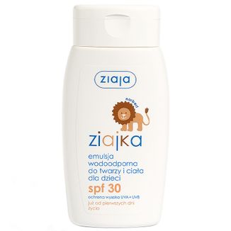 Ziajka, wodoodporna emulsja do opalania dla dzieci, od urodzenia, SPF 30, 125 ml - zdjęcie produktu