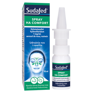 Sudafed XyloSpray HA 1 mg/ ml, aerozol do nosa dla dzieci od 6 lat i dorosłych, 10 ml Sudafed XyloSpray HA 1 mg/ ml, aerozol do nosa dla dzieci od 6 lat i dorosłych, 10 ml - zdjęcie produktu