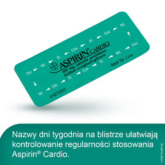Aspirin Cardio 100 mg, 28 tabletek powlekanych - 7 Aspirin Cardio 100 mg, 28 tabletek powlekanych - 7 - zdjęcie produktu