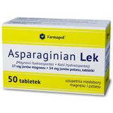 Asparaginian Lek 17 mg + 54 mg, 50 tabletek USZKODZONE OPAKOWANIE - miniaturka zdjęcia produktu