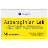 Asparaginian Lek 17 mg + 54 mg, 50 tabletek - miniaturka zdjęcia produktu