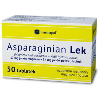 Asparginian Lek 17 mg + 54 mg, 50 tabletek - zdjęcie produktu