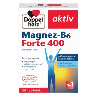 Doppelherz aktiv Magnez-B6 Forte 400, 30 tabletek USZKODZONE OPAKOWANIE - zdjęcie produktu