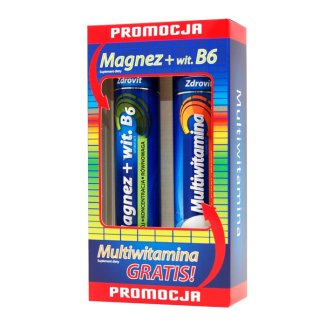 Zdrovit Magnez z witaminą B6, 24 tabletki musujące + Multiwitamina, 20 tabletek musujących - zdjęcie produktu