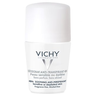 Vichy, kojący antyperspirant roll-on do skóry wrażliwej lub po depilacji, 50 ml - zdjęcie produktu