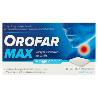 Orofar Max 2 mg + 1 mg, smak miętowy, 30 pastylek twardych - zdjęcie produktu