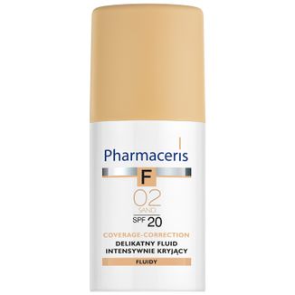 Pharmaceris F Coverage-Correction, delikatny fluid intensywnie kryjący, 02 Sand, SPF 20, 30 ml USZKODZONE OPAKOWANIE - zdjęcie produktu