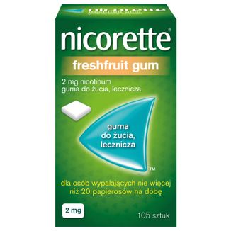 Nicorette FreshFruit Gum 2 mg, guma do żucia, lecznicza, 105 sztuk - zdjęcie produktu