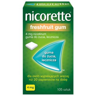 Nicorette FreshFruit Gum 4 mg, guma do żucia, lecznicza, 105 sztuk - zdjęcie produktu