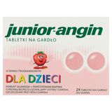 Junior-angin, dla dzieci od 4 lat, smak truskawkowy, 24 tabletki do ssania - miniaturka zdjęcia produktu