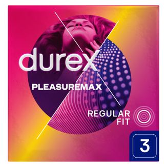 Durex Pleasuremax, prezerwatywy prążkowane z wypustkami, 3 sztuki - zdjęcie produktu