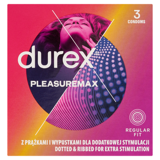 Durex Pleasuremax, prezerwatywy prążkowane z wypustkami, 3 sztuki - zdjęcie produktu