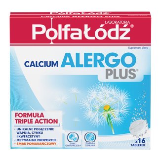 Laboratoria PolfaŁódź Calcium Alergo Plus, smak pomarańczowy, 16 tabletek musujących - zdjęcie produktu
