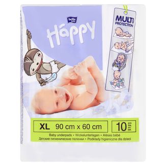 Bella Baby Happy, podkłady higieniczne dla dzieci, 60 cm x 90 cm, 10 sztuk USZKODZONE OPAKOWANIE - zdjęcie produktu