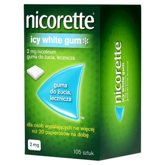 Nicorette Icy White Gum 2 mg, guma do żucia lecznicza, 105 sztuk - zdjęcie produktu