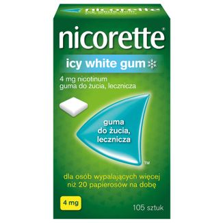 Nicorette Icy White Gum 4 mg, guma do żucia lecznicza, 105 sztuk - zdjęcie produktu