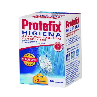 Protefix Higiena, aktywne tabletki czyszczące do protez zębowych i aparatów ortodontycznych, 66 sztuk - zdjęcie produktu