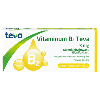 Vitaminum B2 Teva 3 mg, 50 tabletek drażowanych - zdjęcie produktu