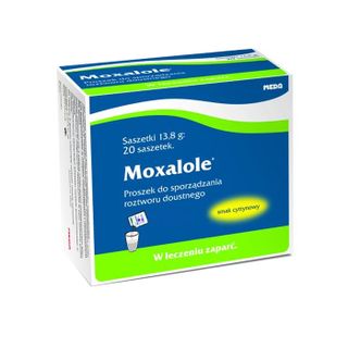 Moxalole 13,125 g + 350,7 mg + 46,6 mg + 178,5 mg, proszek do sporządzania roztworu doustnego, smak cytrynowy, 20 saszetek - zdjęcie produktu