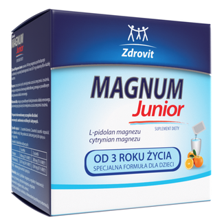 Zdrovit Magnum Junior, dla dzieci od 3 lat, smak pomarańczowy, 20 saszetek - zdjęcie produktu