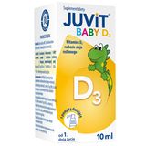 Juvit Baby D3, witamina D3 200 j.m. dla niemowląt od 1 dnia życia, krople, 10 ml USZKODZONE OPAKOWANIE - miniaturka zdjęcia produktu
