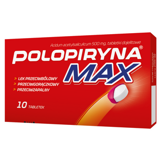 Polopiryna Max 500 mg, 10 tabletek dojelitowych USZKODZONE OPAKOWANIE Polopiryna Max 500 mg, 10 tabletek dojelitowych USZKODZONE OPAKOWANIE - zdjęcie produktu