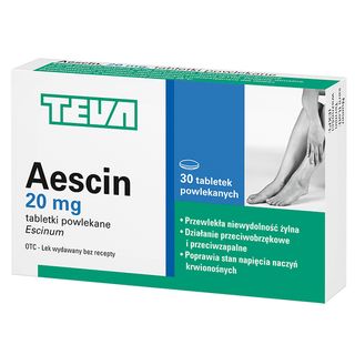 Aescin 20 mg, 30 tabletek powlekanych - miniaturka  zdjęcia produktu