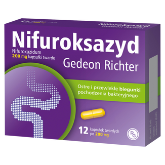 Nifuroksazyd Gedeon Richter 200 mg, 12 kapsułek twardych - zdjęcie produktu