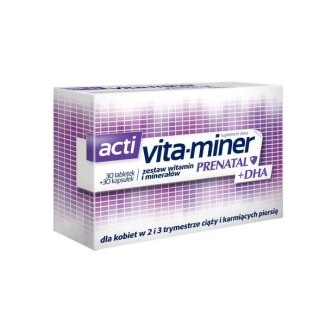 Acti Vita-miner Prenatal + DHA, 30 tabletek + 30 kapsułek - zdjęcie produktu