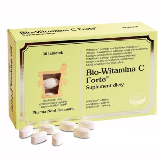 Bio-Witamina C Forte, 750 mg, 30 tabletek Bio-Witamina C Forte, 750 mg, 30 tabletek - zdjęcie produktu