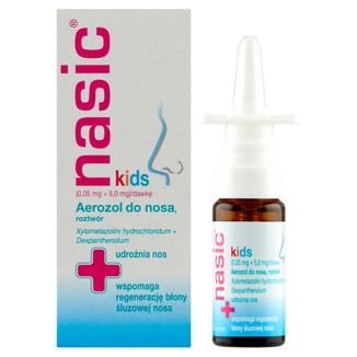 Nasic Kids (0,05 mg + 5 mg)/ dawkę, aerozol do nosa dla dzieci od 2 do 6 lat, 10 ml Nasic Kids (0,05 mg + 5 mg)/ dawkę, aerozol do nosa dla dzieci od 2 do 6 lat, 10 ml - zdjęcie produktu