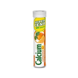 Calcium + witamina C, smak pomarańczowy, 20 tabletek musujących - zdjęcie produktu