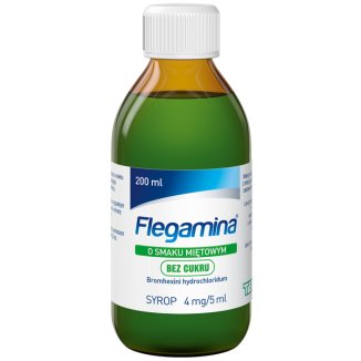 Flegamina Classic o smaku miętowym bez cukru 4 mg/ 5 ml, syrop, 200 ml - zdjęcie produktu