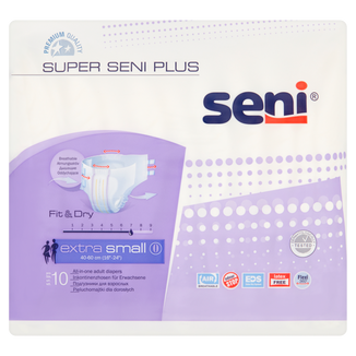 Super Seni Plus, pieluchomajtki, Extra Small, 10 sztuk - zdjęcie produktu