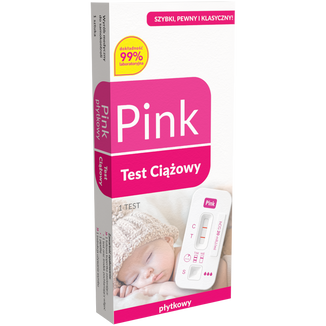 Domowe Laboratorium Pink, test ciążowy płytkowy, czuły 20 mlU/ml, 1 sztuka USZKODZONE OPAKOWANIE - zdjęcie produktu