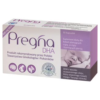Pregna DHA, dla kobiet w ciąży i karmiących piersią, 30 kapsułek USZKODZONE OPAKOWANIE - zdjęcie produktu