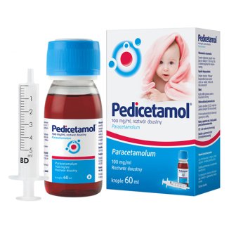 Pedicetamol 100 mg/ ml, roztwór doustny dla dzieci i niemowląt od urodzenia, 60 ml - zdjęcie produktu
