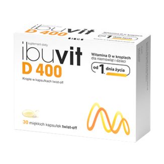 Ibuvit D 400, witamina D dla niemowląt i dzieci, 30 kapsułek twist-off - zdjęcie produktu